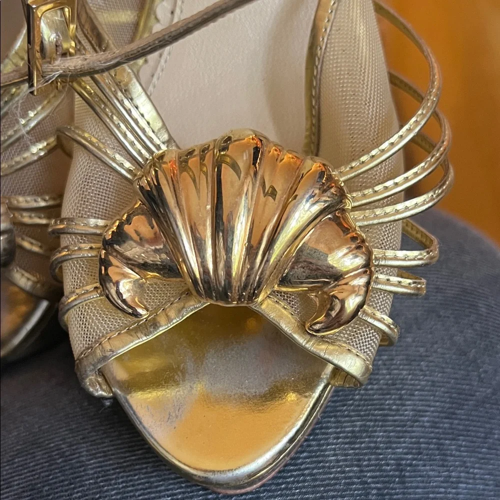“Charlotte Olympia Croissant” Gold Knot Platform Heels Sandals 38.5 / US 8–8.5 - Picture 4 of 4